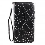 Wholesale iPhone 6 4.7 Diamond Flip PU Leather Wallet Case with Strap (Black)